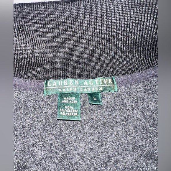 RALPH LAUREN ACTIVE WOMENS DARK GRAY FLEECE FULL ZIP JACKET WITH RLL CREST LARGE - Picture 3 of 4